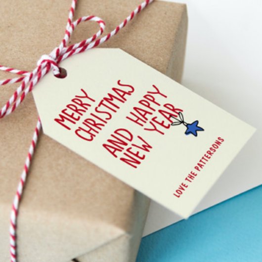 Vrolijk Kerstmis Eenvoudige Moderne Typografie Cadeaulabel