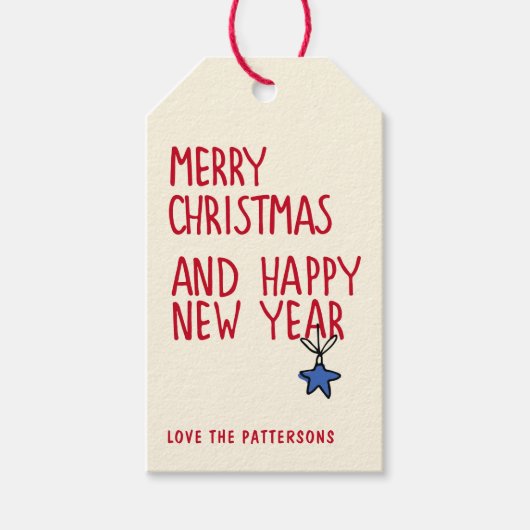 Vrolijk Kerstmis Eenvoudige Moderne Typografie Cadeaulabel (Voorkant)