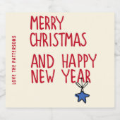 Vrolijk Kerstmis Eenvoudige Moderne Typografie Likeurfles Etiket (Enkel label)