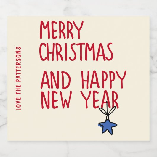 Vrolijk Kerstmis Eenvoudige Moderne Typografie Likeurfles Etiket (Enkel label)