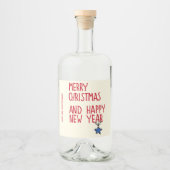 Vrolijk Kerstmis Eenvoudige Moderne Typografie Likeurfles Etiket (Voorkant)