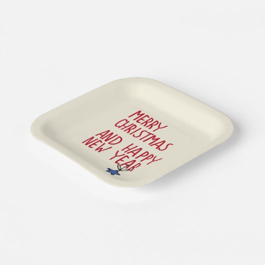 Vrolijk Kerstmis Eenvoudige Moderne Typografie Papieren Bordje (Gebogen)