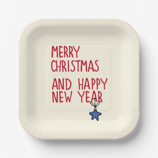 Vrolijk Kerstmis Eenvoudige Moderne Typografie Papieren Bordje (Voorkant)