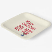 Vrolijk Kerstmis Eenvoudige Moderne Typografie Papieren Bordje (Gebogen)