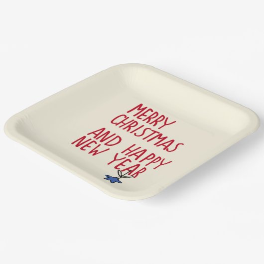 Vrolijk Kerstmis Eenvoudige Moderne Typografie Papieren Bordje (Gebogen)