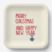 Vrolijk Kerstmis Eenvoudige Moderne Typografie Papieren Bordje (Voorkant)