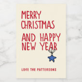 Vrolijk Kerstmis Eenvoudige Moderne Typografie Voedselcontainer Etiket (Enkel label)