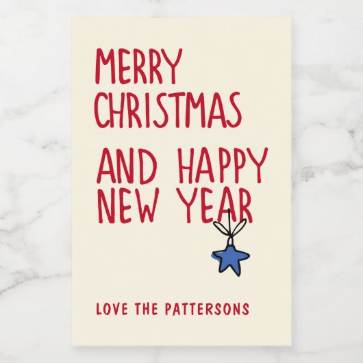 Vrolijk Kerstmis Eenvoudige Moderne Typografie Voedselcontainer Etiket (Enkel label)