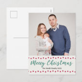 Vrolijk Kerstmis Eenvoudige Rode en Groene Aangepa Feestdagenkaart (Voorkant / Achterkant)