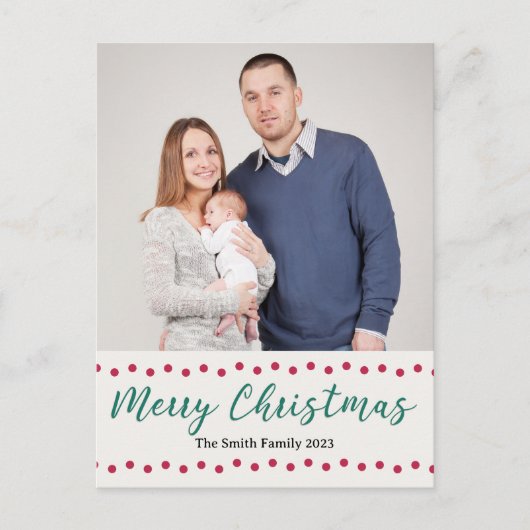 Vrolijk Kerstmis Eenvoudige Rode en Groene Aangepa Feestdagenkaart (Voorkant)