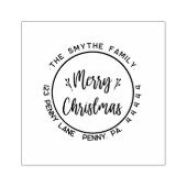 Vrolijk Kerstmis Eenvoudige Ronde Familienaam Rubberstempel (Afrduk)