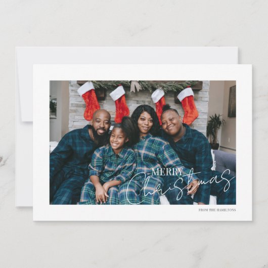 Vrolijk Kerstmis Eenvoudige Typografie Foto Feestdagenkaart (Voorkant)