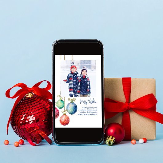 Vrolijk Kerstmis Eenvoudige Waterverf Ornamenten F Feestdagenkaart