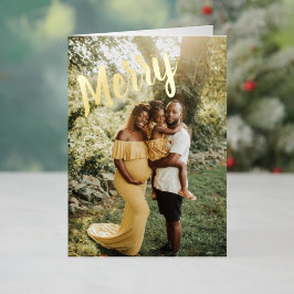 Vrolijk Kerstmis Elegant 6 Foto Gevouwen Folie Feestdagenkaart