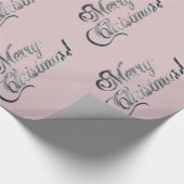 Vrolijk Kerstmis Elegant Blush Roze Zilver Grijs Cadeaupapier (Hoek)