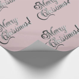Vrolijk Kerstmis Elegant Blush Roze Zilver Grijs Cadeaupapier