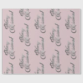 Vrolijk Kerstmis Elegant Blush Roze Zilver Grijs Cadeaupapier (Vlak)
