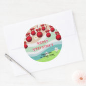 VROLIJK KERSTMIS ELEGANT CHIQUE RETOURADRES FANCY RONDE STICKER (Envelop)