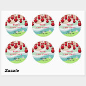VROLIJK KERSTMIS ELEGANT CHIQUE RETOURADRES FANCY RONDE STICKER (Vel)