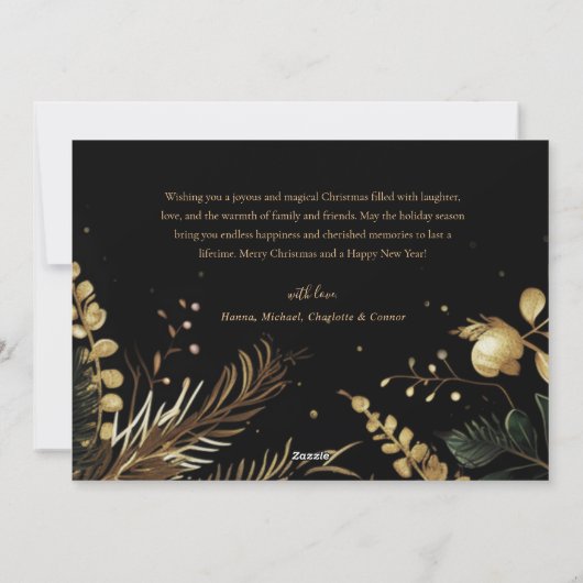 Vrolijk Kerstmis Elegant Goud Feestelijk Groen Feestdagenkaart (Achterkant)