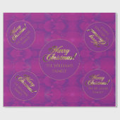 Vrolijk Kerstmis Elegant Goud Script Paarse Cadeaupapier (Vlak)
