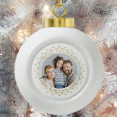 Vrolijk Kerstmis Elegant Goud Sneeuwvlok Foto Keramische Bal Ornament