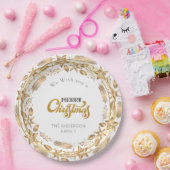 Vrolijk Kerstmis Elegant Gouden Boog Witboek Plat Papieren Bordje (Feest)