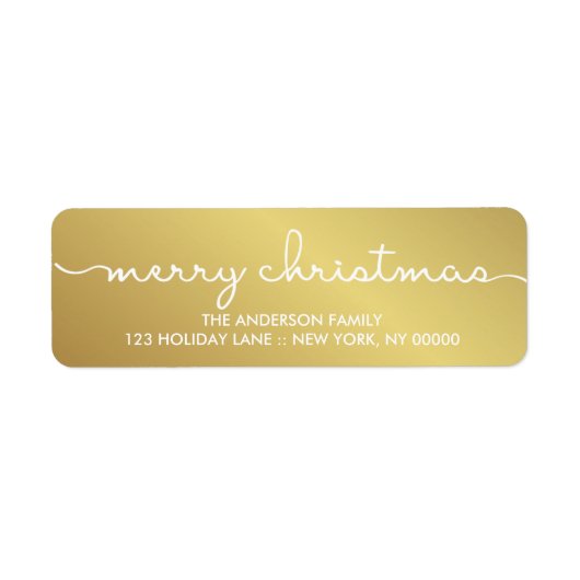 Vrolijk Kerstmis Elegant Gouden Hand Lettered Labe Etiket (Voorkant)