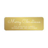 Vrolijk Kerstmis Elegant Gouden Hand Lettered Labe Etiket (Voorkant)