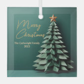 Vrolijk Kerstmis Elegant Groen Goud Custom Keepsak Glas Ornament (Voorkant)