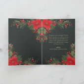 Vrolijk Kerstmis Elegant Groen Rood Botanisch Feestdagen Kaart (Binnen)