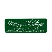 Vrolijk Kerstmis Elegant Kalligrafie Script Groen Etiket (Voorkant)