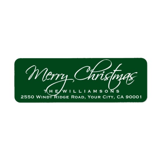Vrolijk Kerstmis Elegant Kalligrafie Script Groen Etiket (Voorkant)
