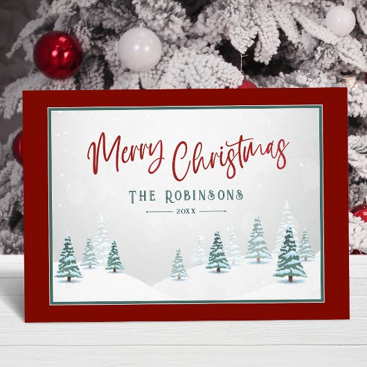 Vrolijk Kerstmis Elegant Land Winter Kunst Scène Feestdagenkaart