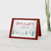 Vrolijk Kerstmis Elegant Land Winter Spruce Tree Feestdagen Kaart (Voorkant)