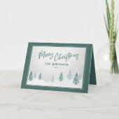 Vrolijk Kerstmis Elegant Land Winter Spruce Tree Feestdagen Kaart (Voorkant)