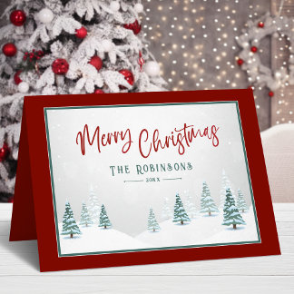 Vrolijk Kerstmis Elegant Land Winter Spruce Tree Feestdagen Kaart
