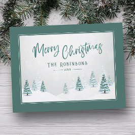 Vrolijk Kerstmis Elegant Land Winter Spruce Tree Feestdagenkaart