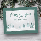 Vrolijk Kerstmis Elegant Land Winter Spruce Tree Feestdagenkaart