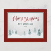 Vrolijk Kerstmis Elegant Land Winter Spruce Tree Feestdagenkaart (Voorkant)