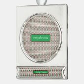 Vrolijk Kerstmis Elegant & Modern aanpassen Verzilverd Banner Ornament (Links)