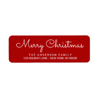 Vrolijk Kerstmis Elegant Rode Hand Lettered Label