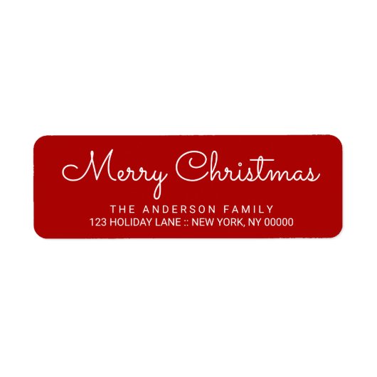 Vrolijk Kerstmis Elegant Rode Hand Lettered Label (Voorkant)
