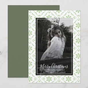 Vrolijk Kerstmis Elegant Script Foto Sneeuwvlok Feestdagenkaart