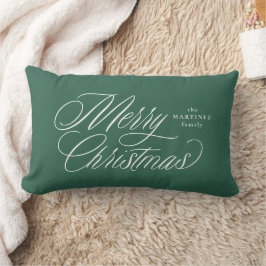 Vrolijk Kerstmis elegant script groene vakantie Kussen