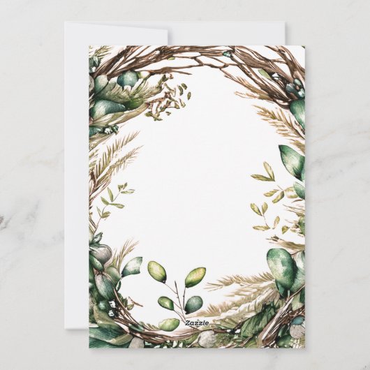 Vrolijk Kerstmis Elegant Script Rustiek Botanisch Feestdagenkaart (Achterkant)