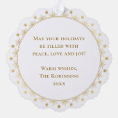 Vrolijk Kerstmis Elegante Faux Gold Familie Foto Ornament Kaart (Achterkant)