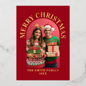 Vrolijk Kerstmis Elegante Fotoboog Folie Feestdagenkaart (Voorkant)