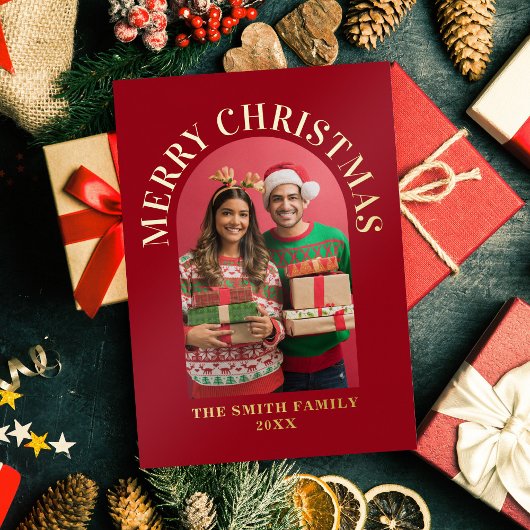 Vrolijk Kerstmis Elegante Fotoboog Folie Feestdagenkaart