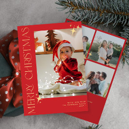 Vrolijk Kerstmis elegante gouden typografie rood Feestdagenkaart